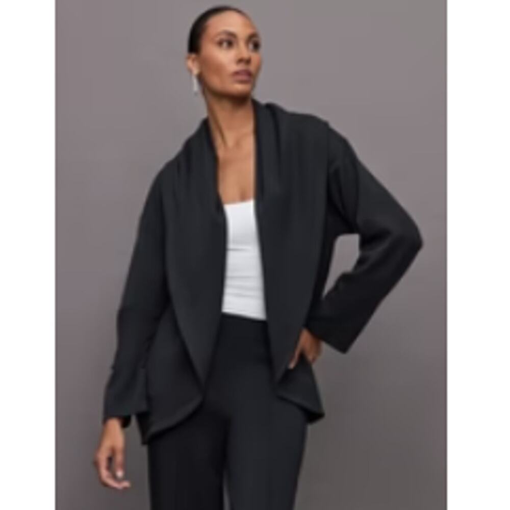 CARBON38 Knit Cocoon Cardigan in Interlock Large Black New Hood